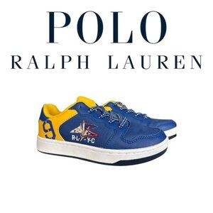 Polo Ralph Lauren Jessup Blue and Yellow Flag Sneakers Shoes Little Boys Sz 12